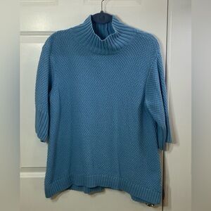 Peace Love World Blue Short Sleeve Sweater Size Large